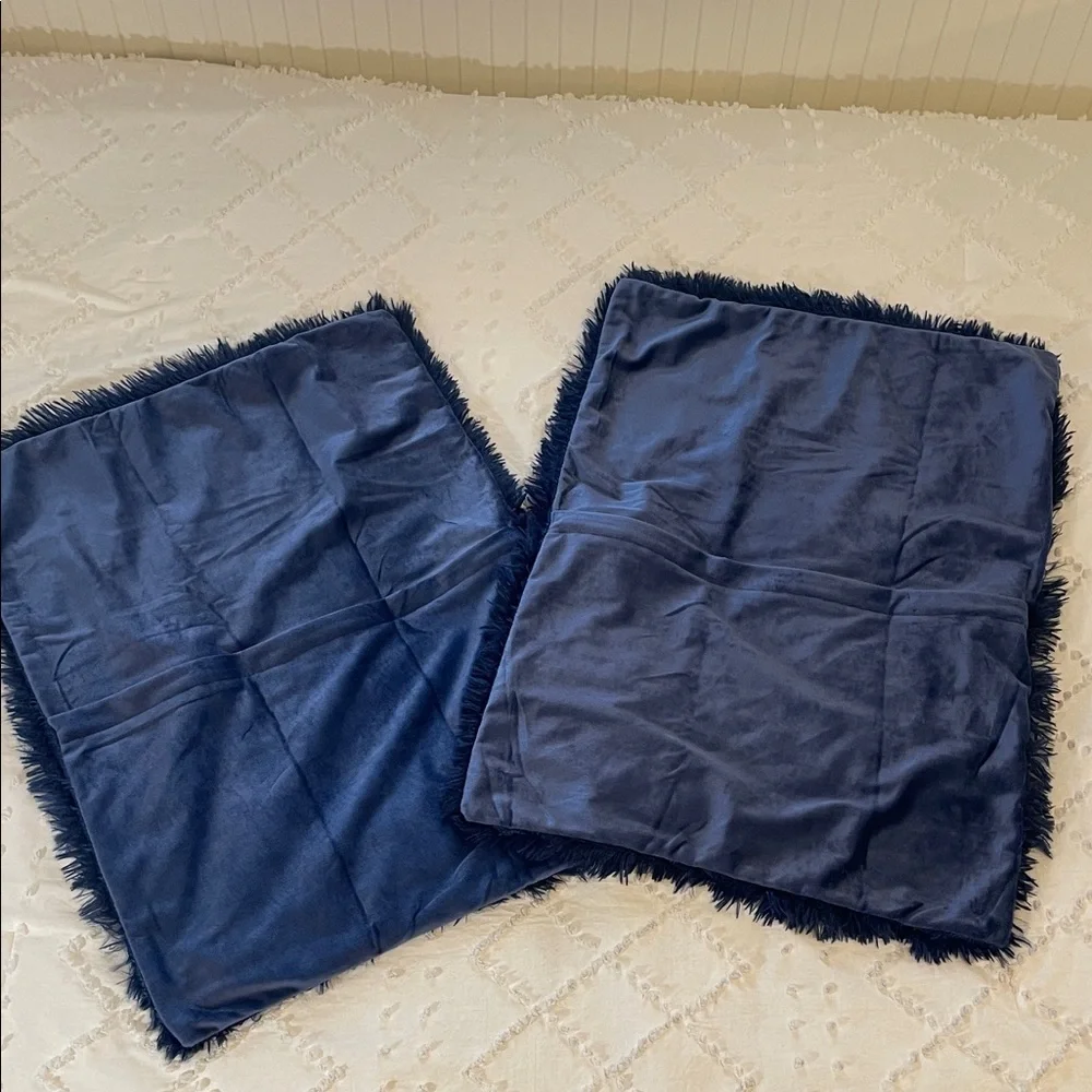 Luxurious Navy Blue Faux Fur Throw Pillow Covers new